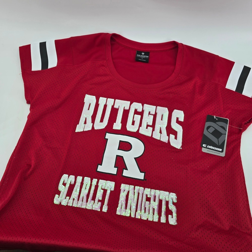 Colosseum Rutgers Scarlet Knights Womans Football Top Red Large NWT